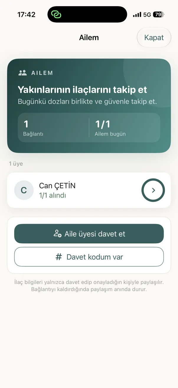 Kapsül family caregiver view